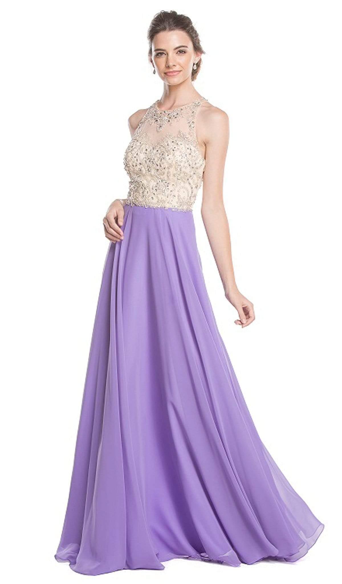 Image of Aspeed Design - Embellished Sheet Halter A-line Prom Dress