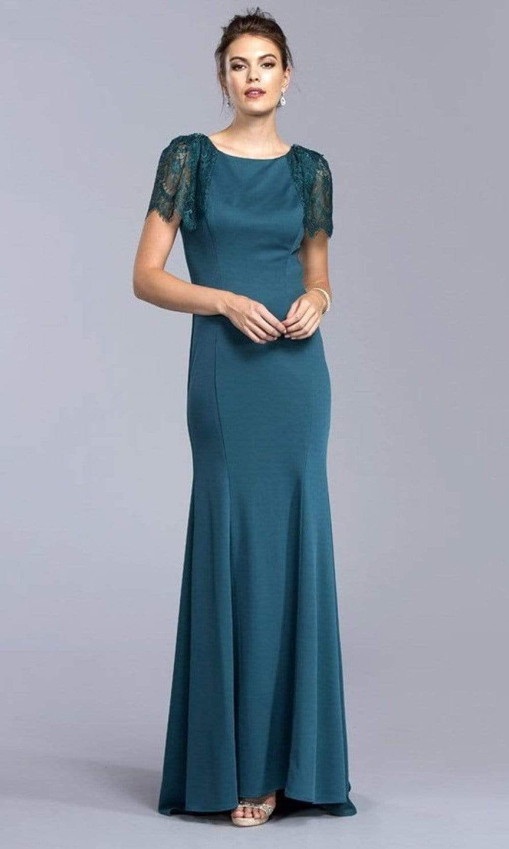 Image of Aspeed Design - L2030 Lace Short Sleeve Trumpet Dress