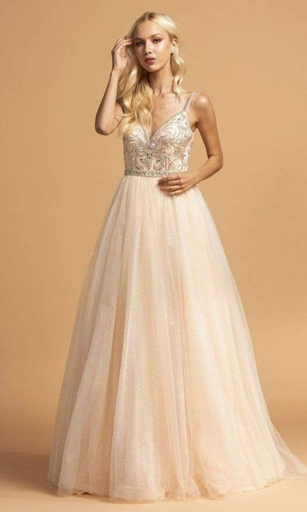 Image of Aspeed Design - L2167 Glitter A-Line Evening Dress