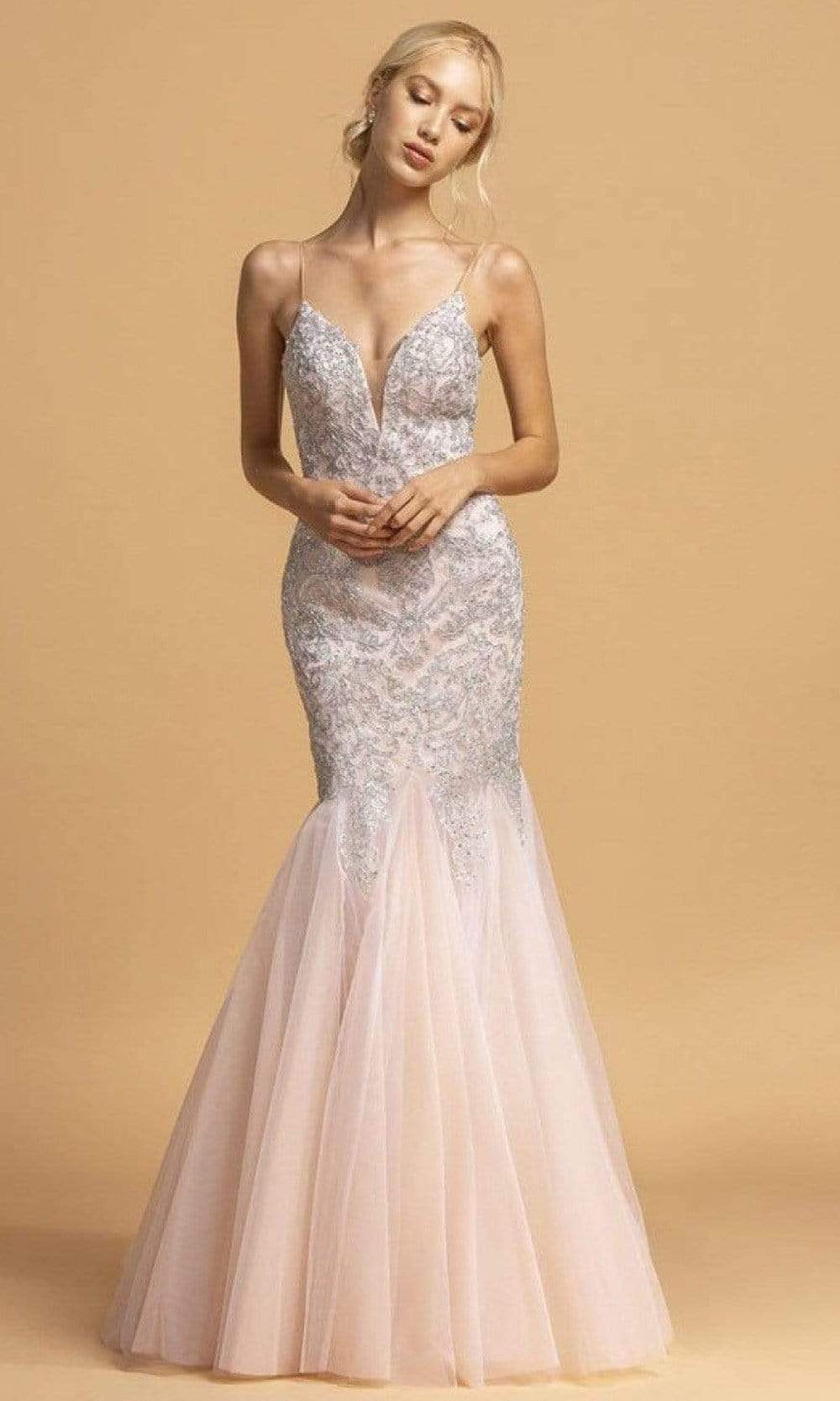 Image of Aspeed Design - L2169 Thin Strap Embellished Mermaid Dress