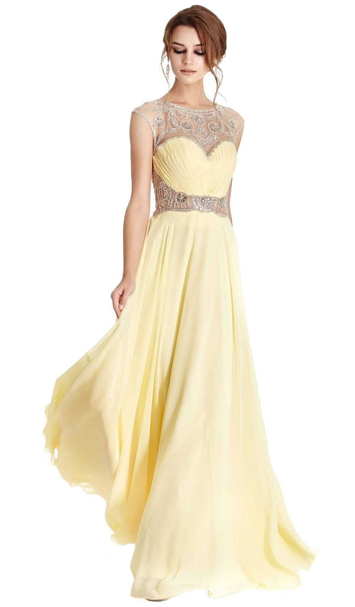 Image of Aspeed Design - Ornate Illusion Bateau A-line Prom Dress