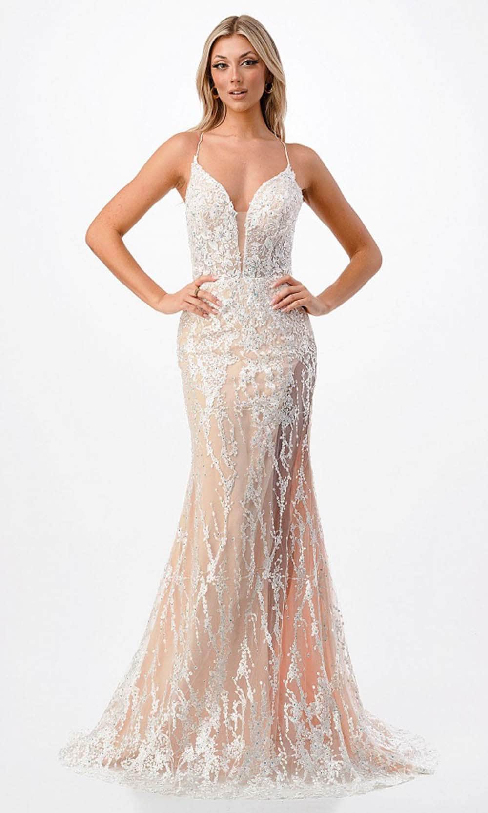 Image of Aspeed Design P2211 - Plunging Embroidered Sleeveless Prom Dress
