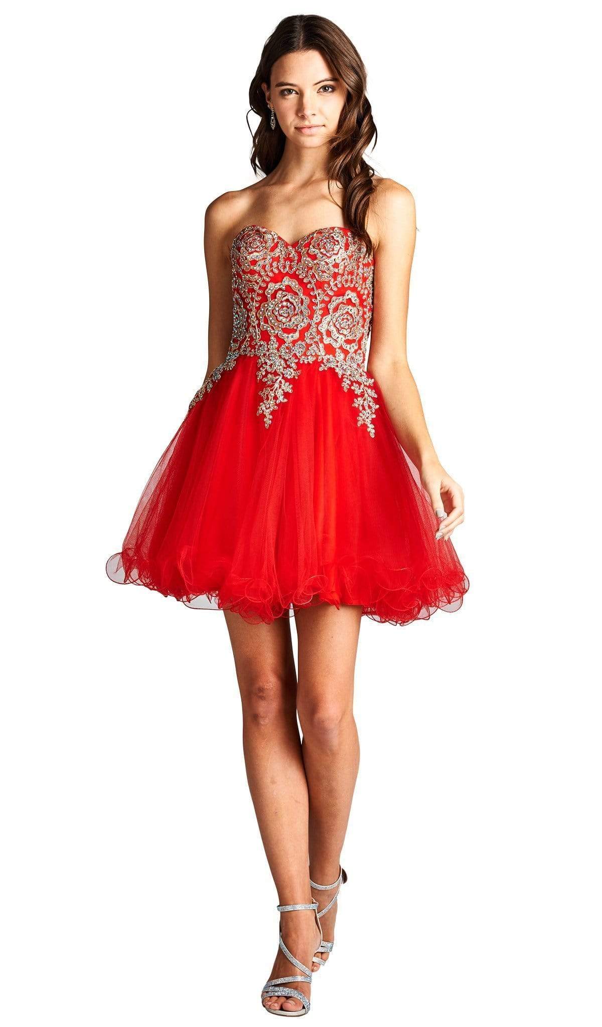 Image of Aspeed Design - Strapless Embroidered A-line Homecoming Dress