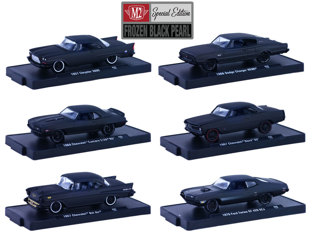 Image of Auto Drivers "Frozen Black Pearl" Set of 6 pieces Series 35 1/64 Diecast Model Cars by M2 Machines