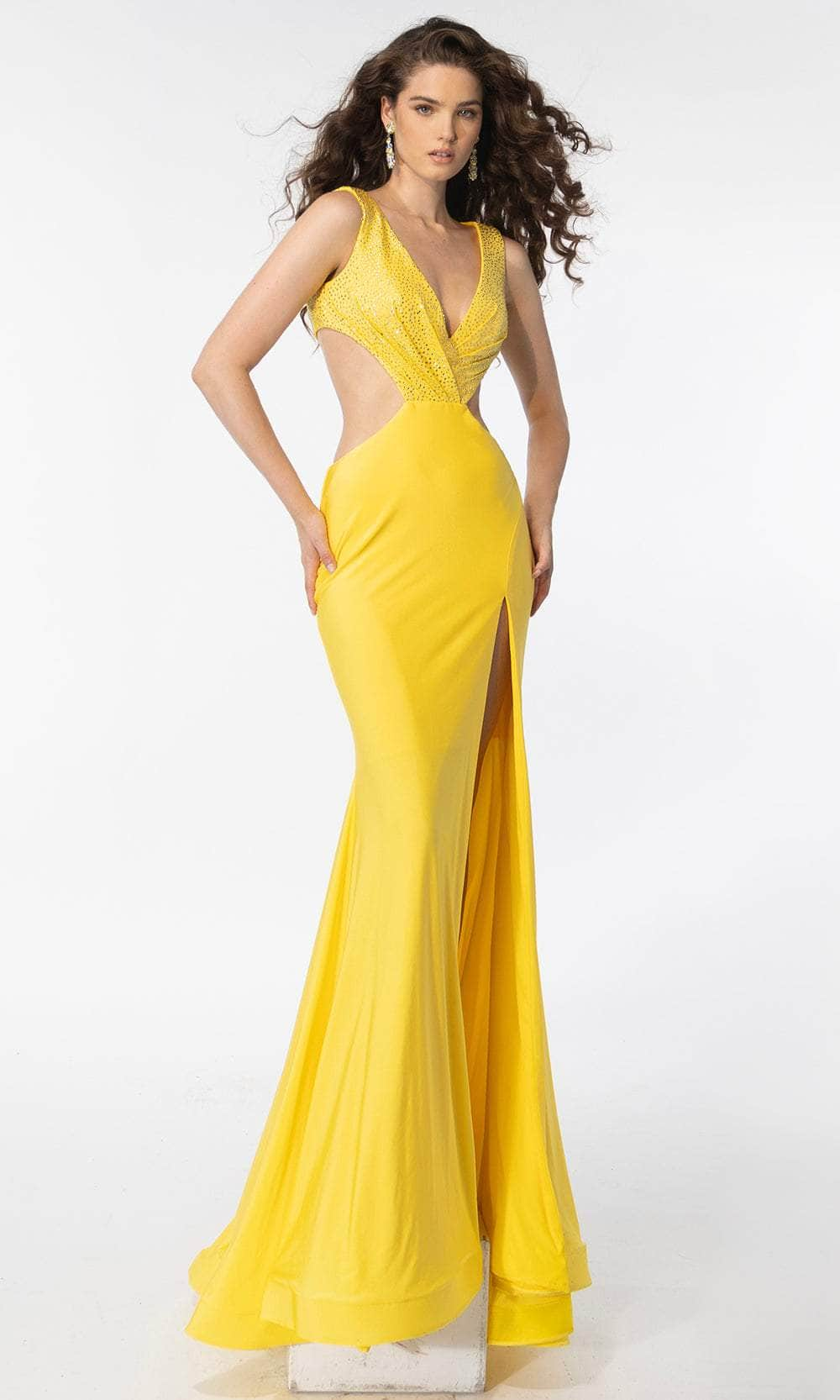 Image of Ava Presley 39309 - Glittered Plunging V-Neck Prom Gown