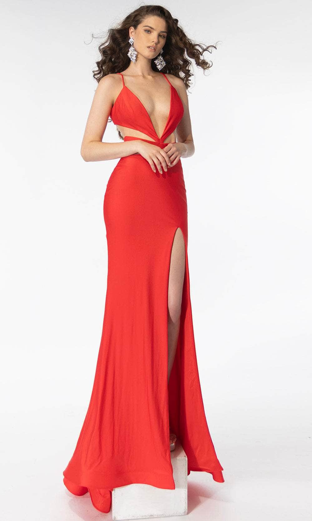 Image of Ava Presley 39311 - Spaghetti Strap High Slit Prom Gown