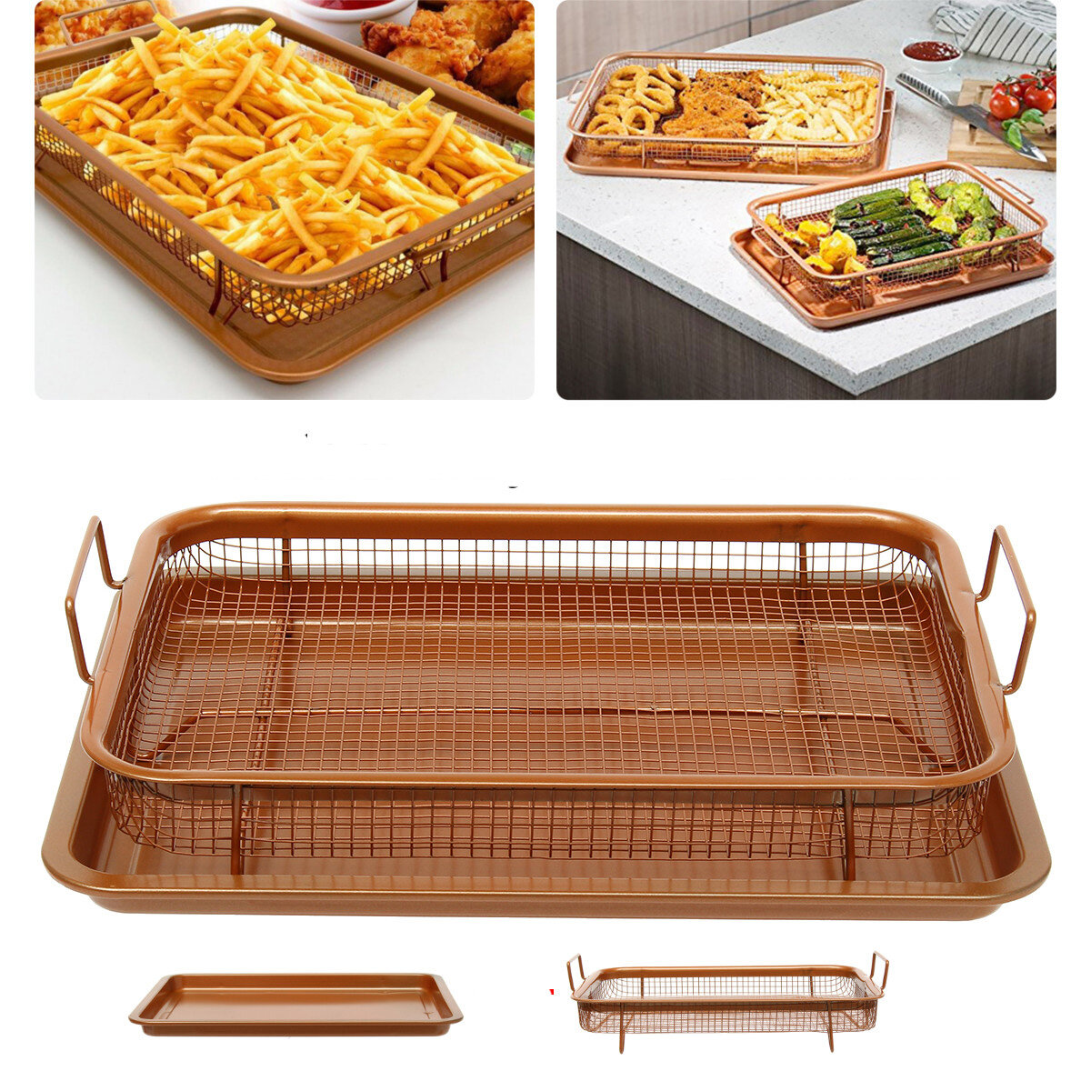 Image of BBQ Picnic Stainless Steel Oven Grill Healthier Cook Bacon Drip Rack Tray With Pan