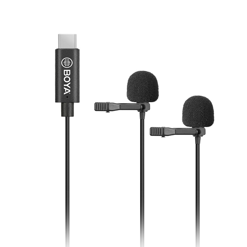 Image of BOYA BY-M3D Dual Lavalier Microphone Omnidirectional Digital Clip-on Lapel Collar Mic for USB Type-C Android Smartphone