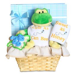 Image of Baby Boy Forever Baby Book "Cute as Can Bee" Gift Basket