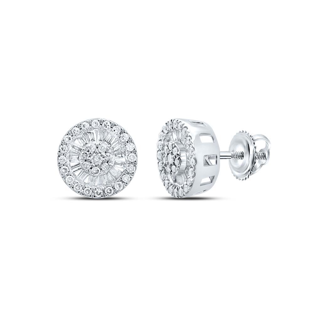 Image of Baguette Radiant Cluster Diamond Earrings 10K Gold ID 39541729001665