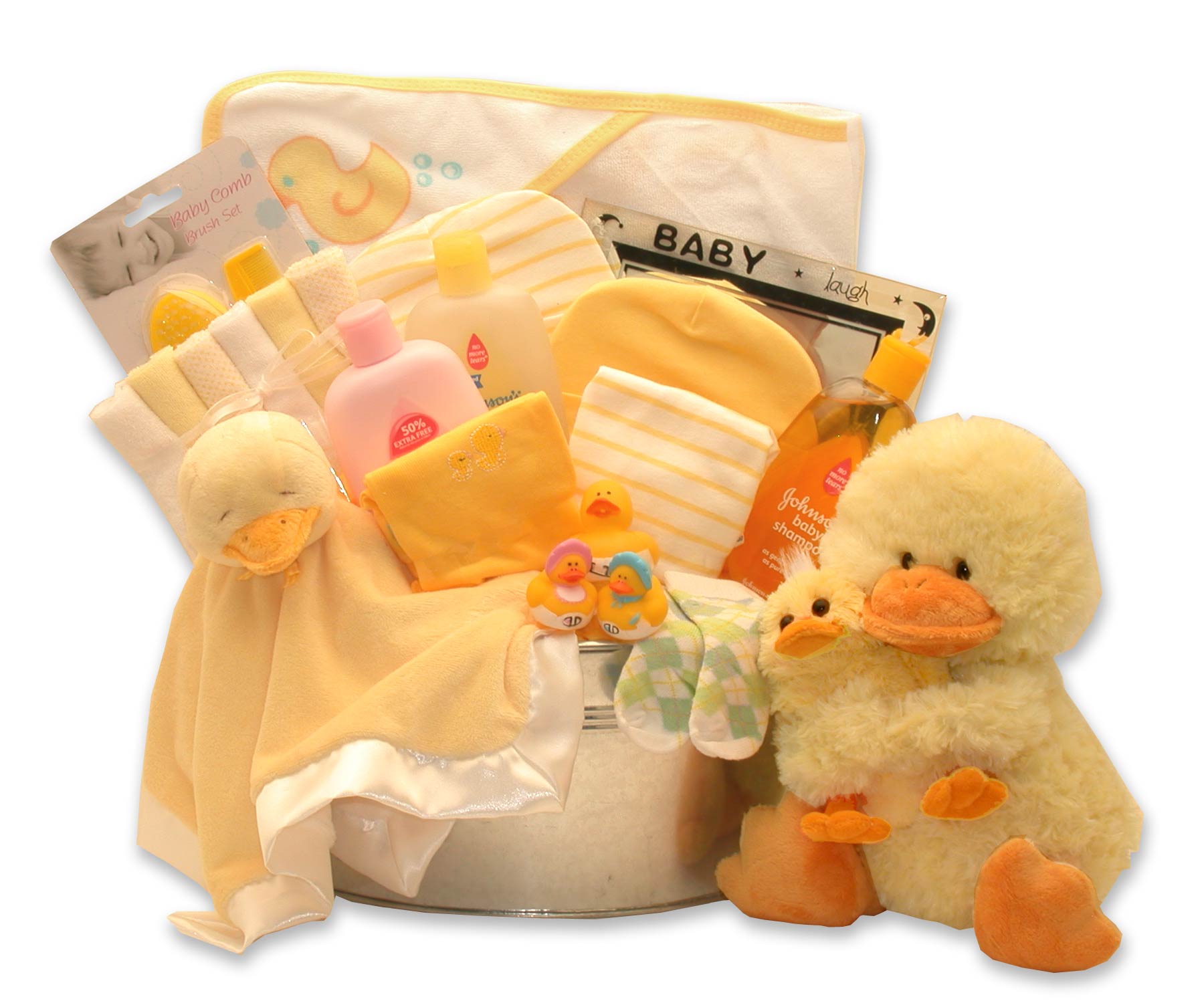 Image of Bath Time Baby New Baby Basket-Yellow