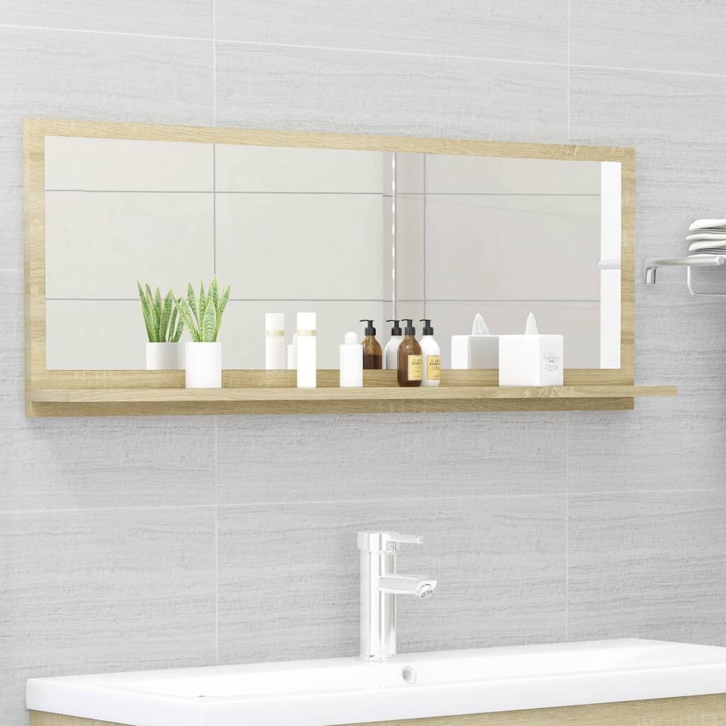 Image of Bathroom Mirror Sonoma Oak 394"x41"x146" Chipboard