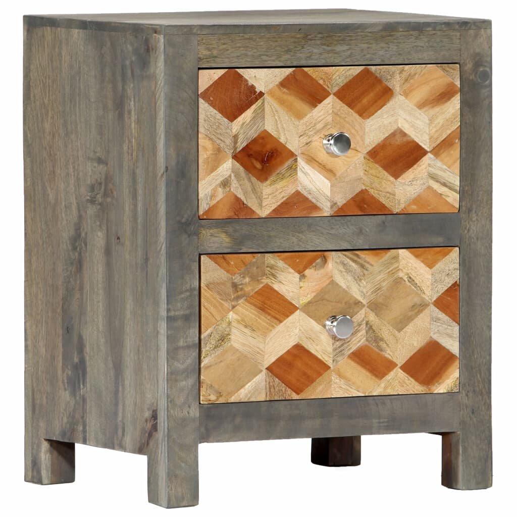Image of Bedside Cabinet Gray 158"x118"x197" Solid Mango Wood