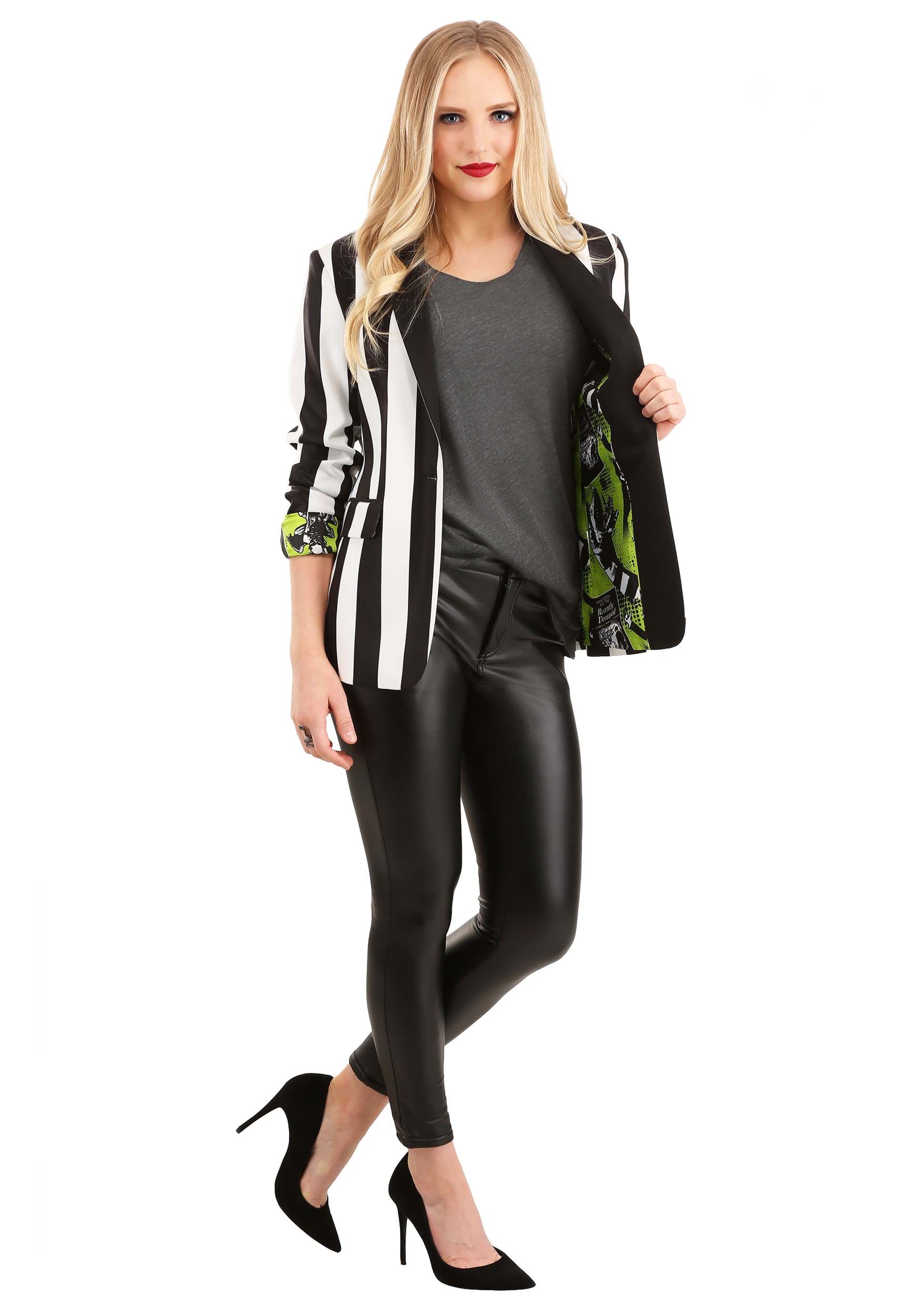 Image of Beetlejuice Suit Blazer for Women | Halloween Clothing ID FUN9177AD-20