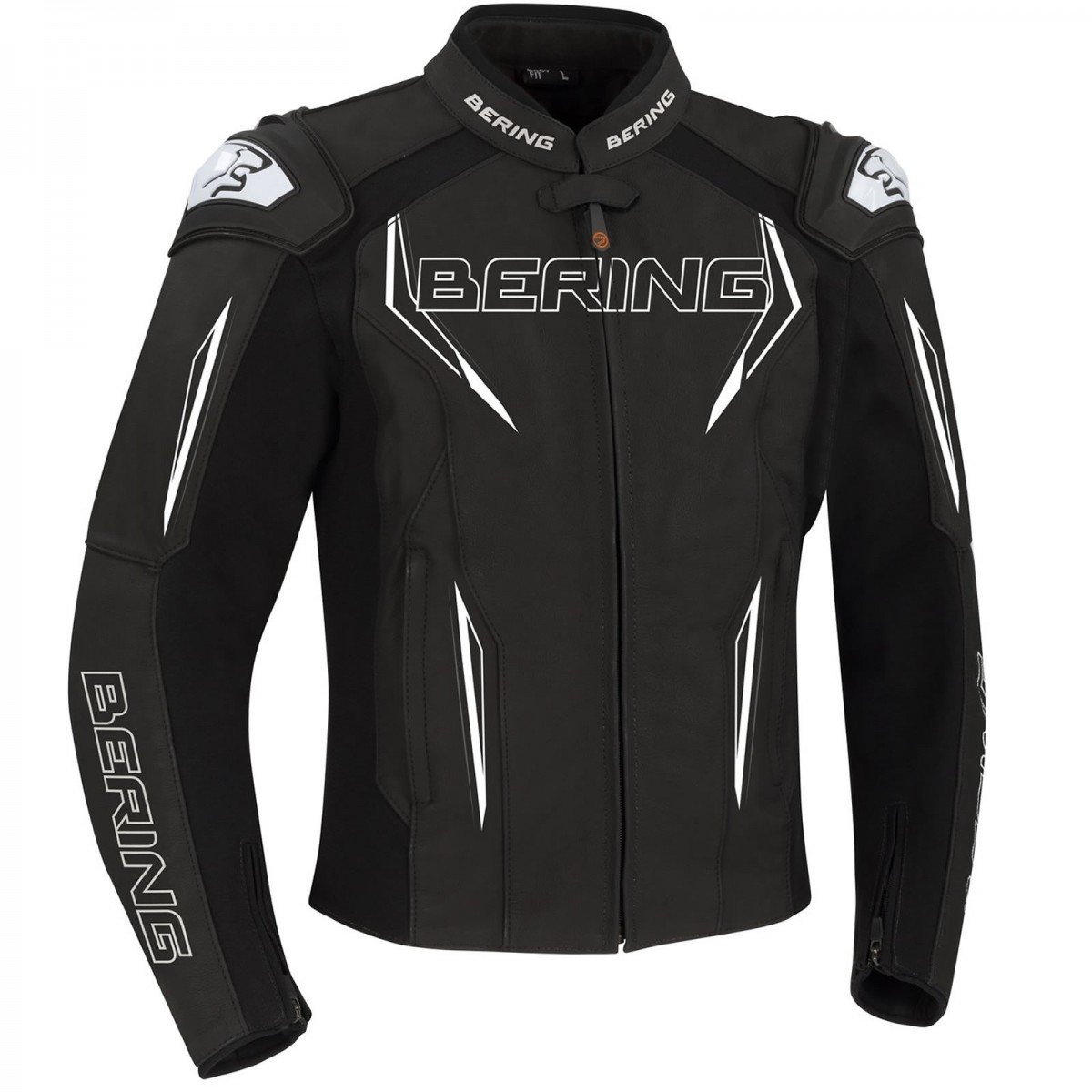 Image of Bering Sprint-R Leather Jacket Black White Gray Talla M