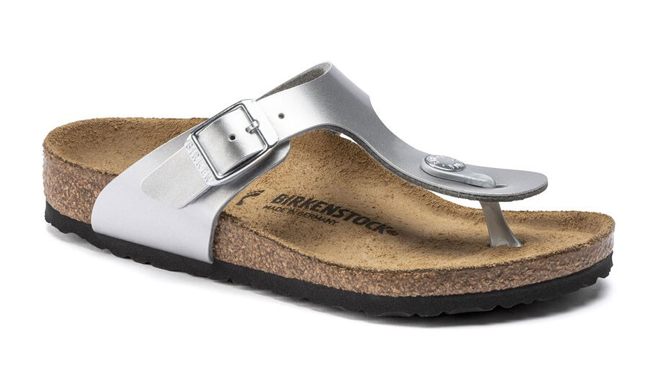 Image of Birkenstock Gizeh BS Electric Metallic Silver Junior Narrow Fit CZ