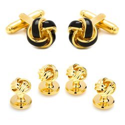 Image of Black and Gold Knot Stud Set