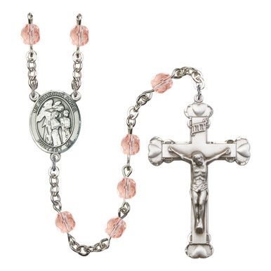 Image of Bliss Guardian Angel with Children Pink October Rosary 6mm