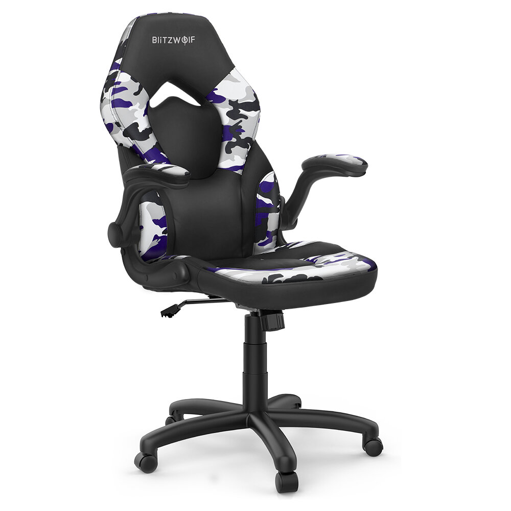 Image of BlitzWolf® BW-GC4 Gaming Chair Racing Style with Camouflage/PU/Mesh Material Reversible Armrest Widened Seat and High Ba