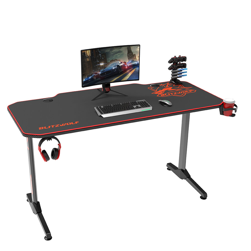 Image of BlitzWolf® BW-GD2 Gaming Desk 55'' Wide Spacious Desk Computer Table Gamer Workstation Ergonomic Design with Full Desk M