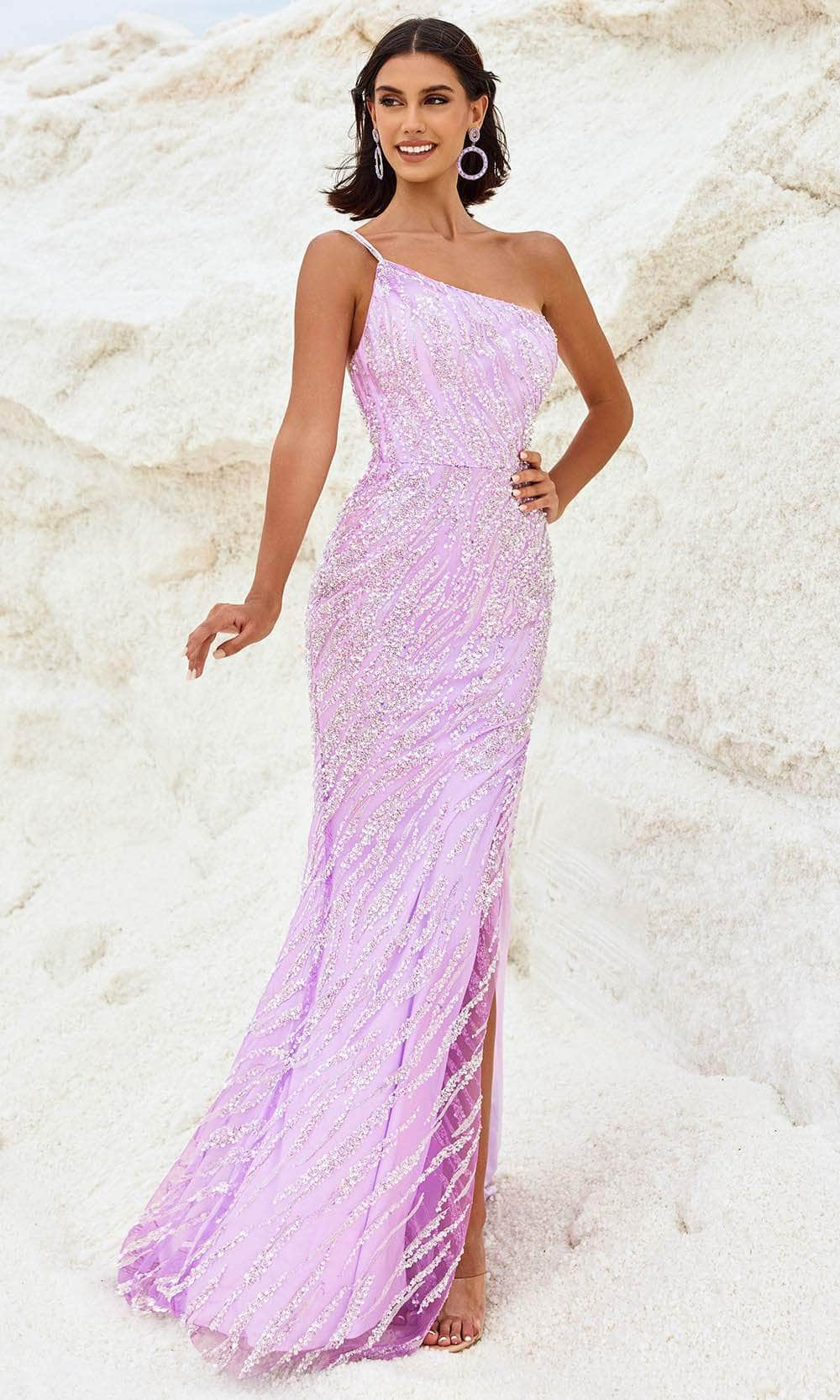 Image of Blush by Alexia Designs 12121 - Asymmetric Sequin Prom Gown with Slit