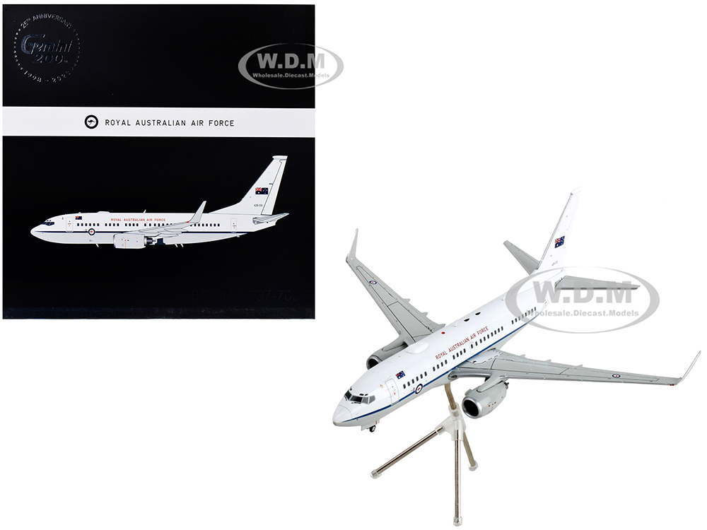 Image of Boeing 737-700 Transport Aircraft "Royal Australian Air Force - A36-001" White and Gray "Gemini 200" Series 1/200 Diecast Model Airplane by GeminiJet