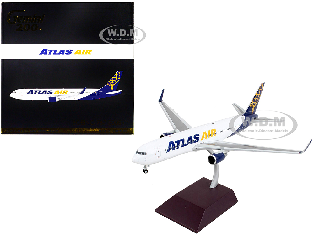 Image of Boeing 767-300ER Commercial Aircraft "Atlas Air" White with Blue Tail "Gemini 200" Series 1/200 Diecast Model Airplane by GeminiJets