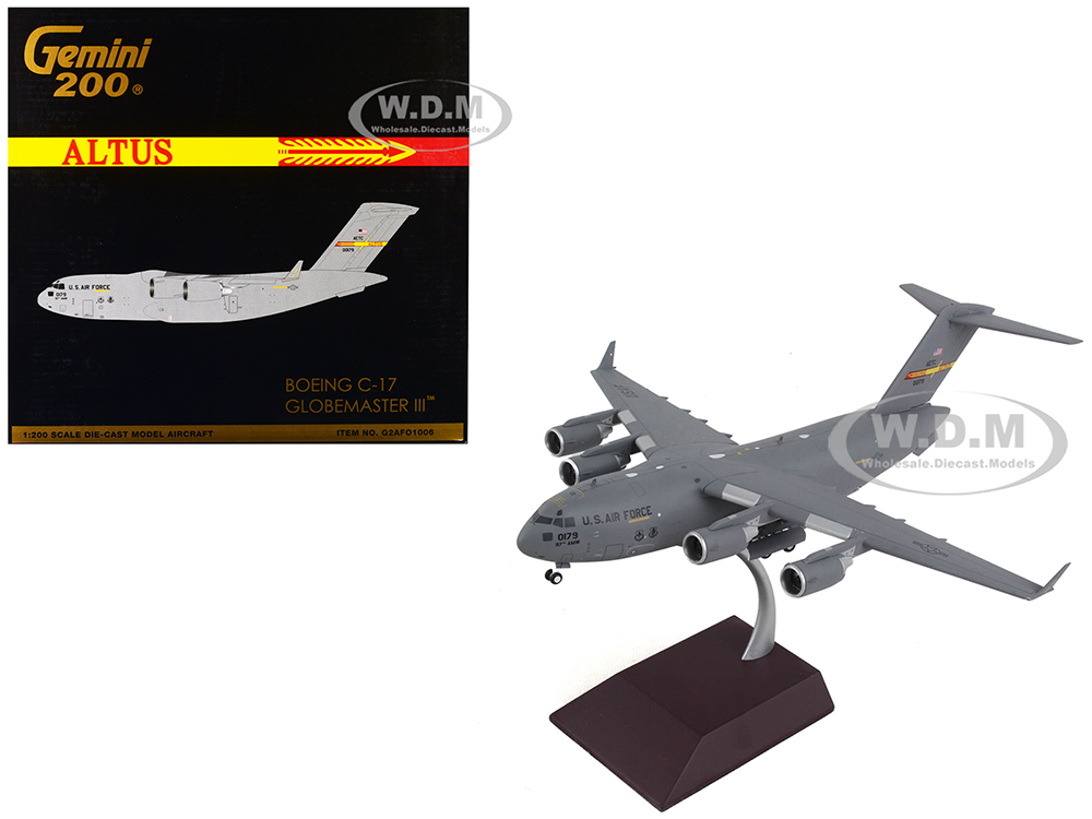 Image of Boeing C-17 Globemaster III Transport Aircraft "Altus Air Force Base" United States Air Force "Gemini 200" Series 1/200 Diecast Model Airplane by Gem