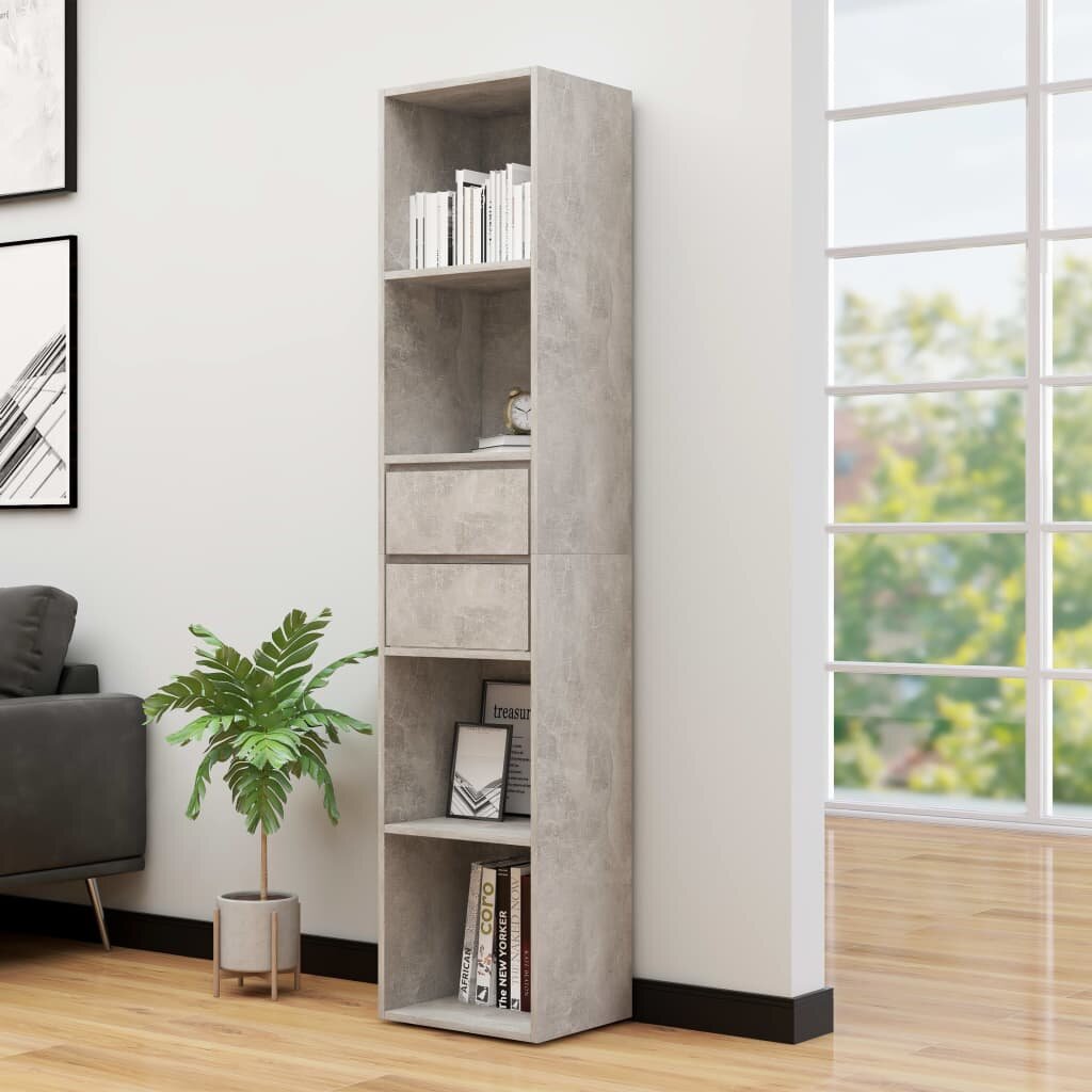 Image of Book Cabinet Concrete Gray 142"x118"x673" Chipboard