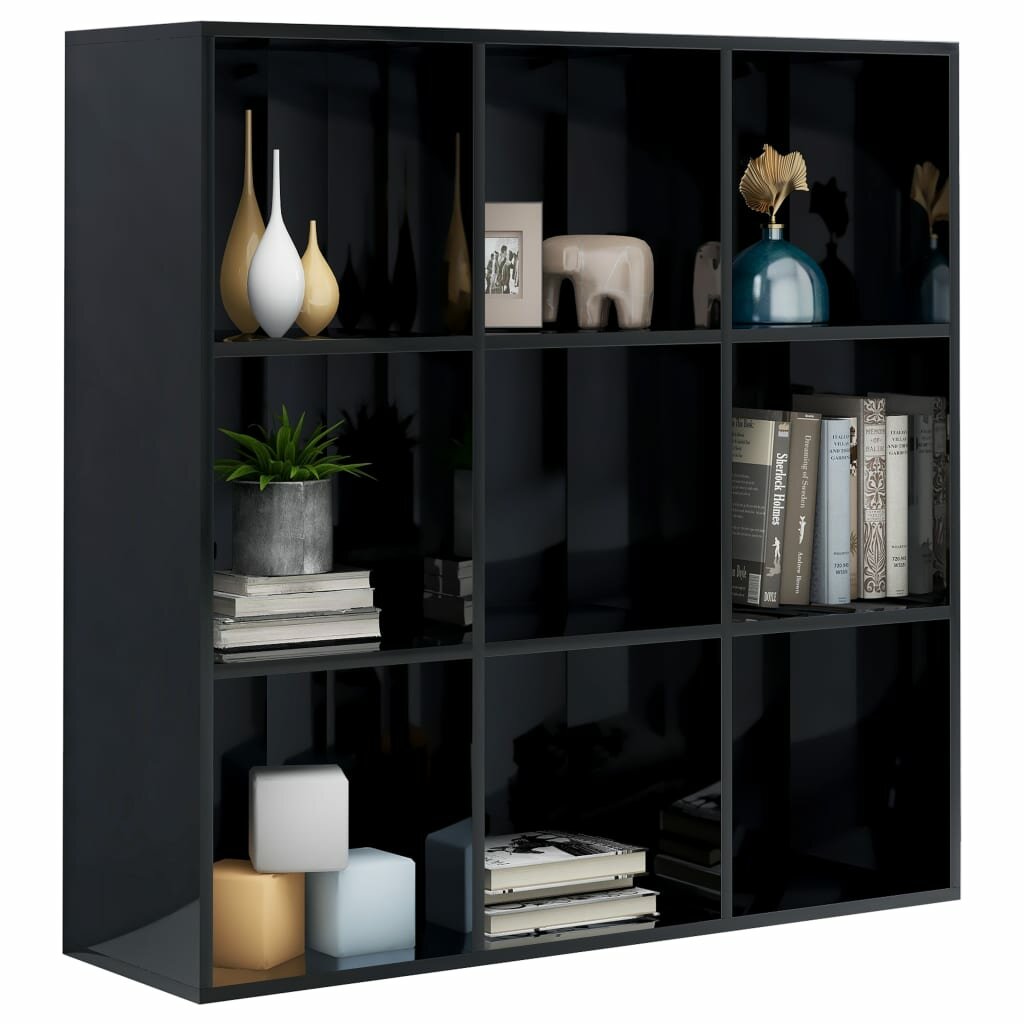 Image of Book Cabinet High Gloss Black 386"x118"x386" Chipboard