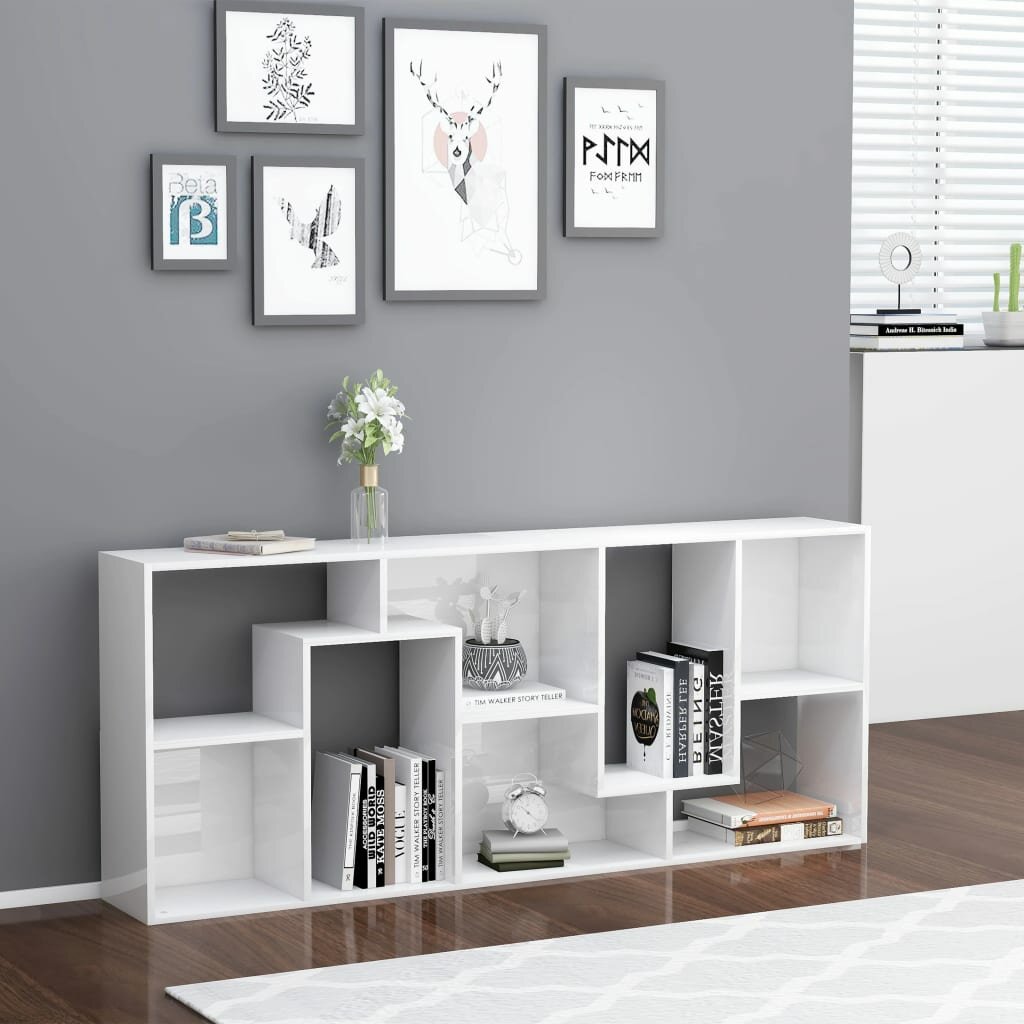 Image of Book Cabinet High Gloss White 264"x94"x634" Chipboard