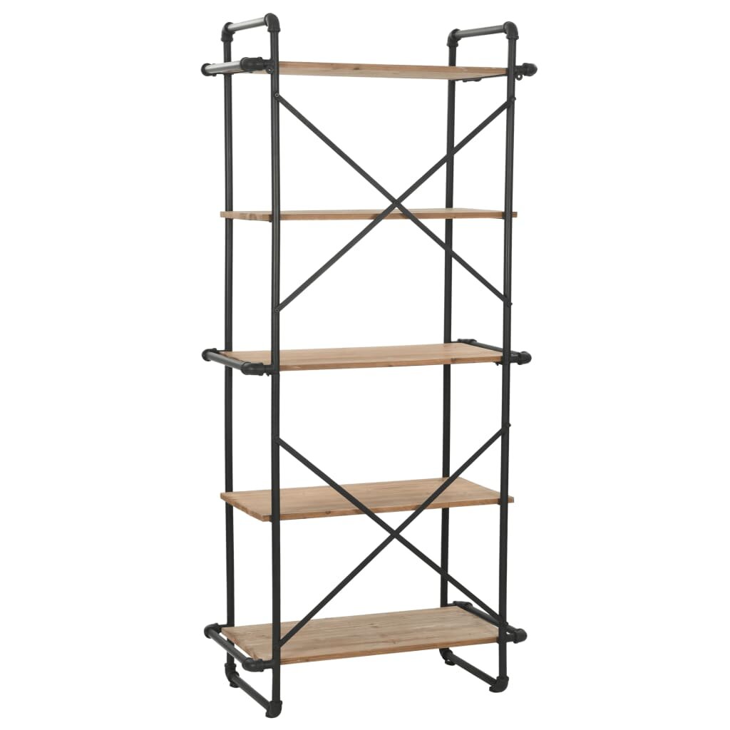 Image of Bookcase Solid Firwood and Steel 314"x165"x708"