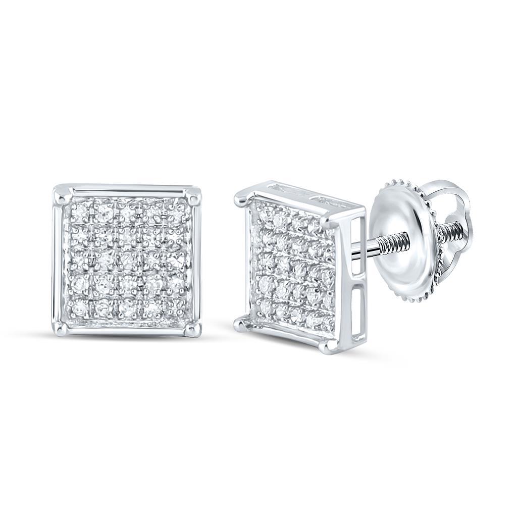 Image of Box Micro Pave Diamond Earrings 10K Gold ID 39531043258561