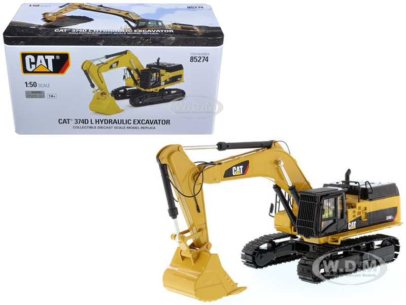 Image of CAT Caterpillar 374D L Hydraulic Excavator with Operator "High Line" Series 1/50 Diecast Model by Diecast Masters