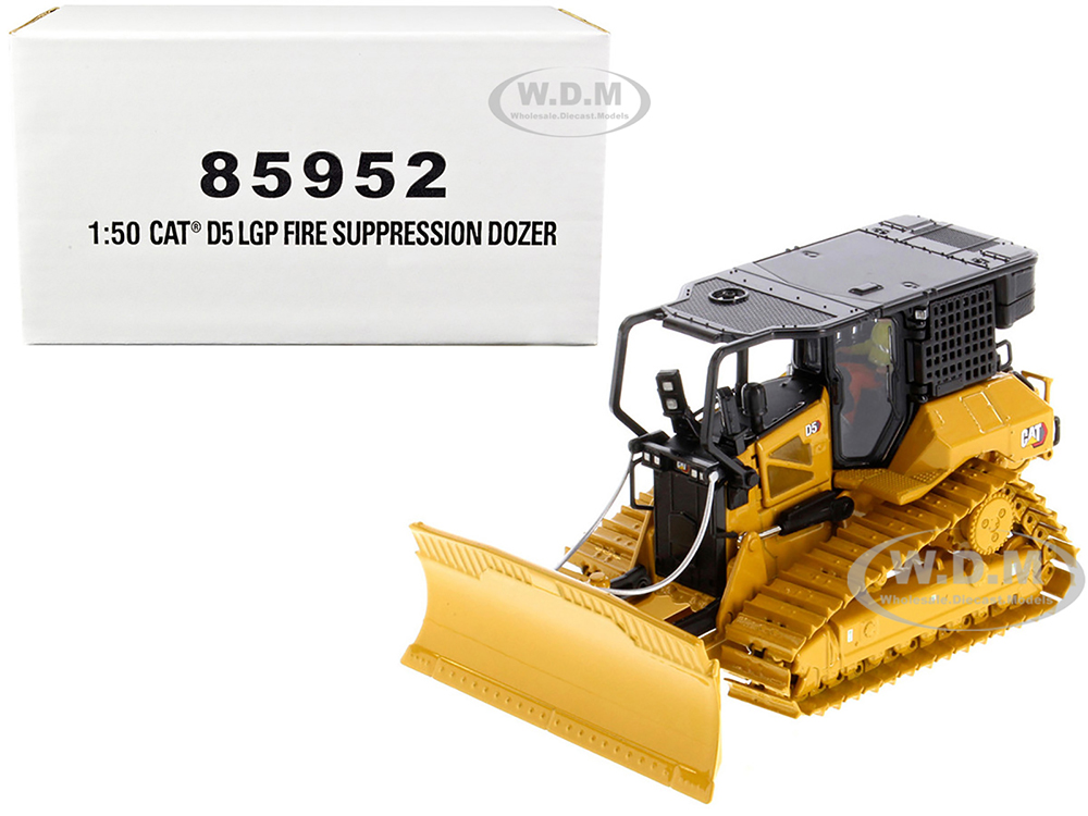 Image of CAT Caterpillar D5 LGP Track Type Tractor Fire Dozer Yellow with Operator "High Line" Series 1/50 Diecast Model by Diecast Masters