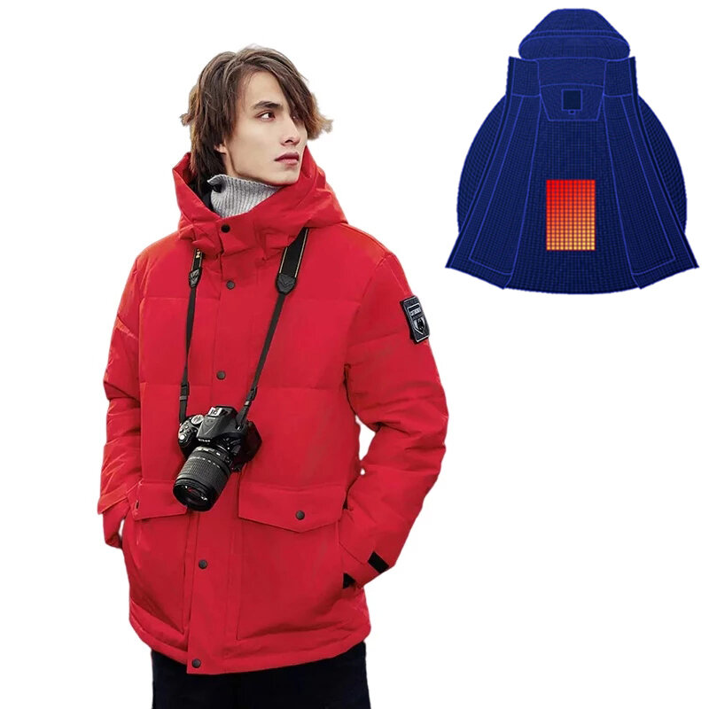 Image of COTTONSMITH Smart Heated Jackets 4-Gears Control Outdoor Mens Vest Coat USB Electric Heating Hooded Jackets Warm Winter