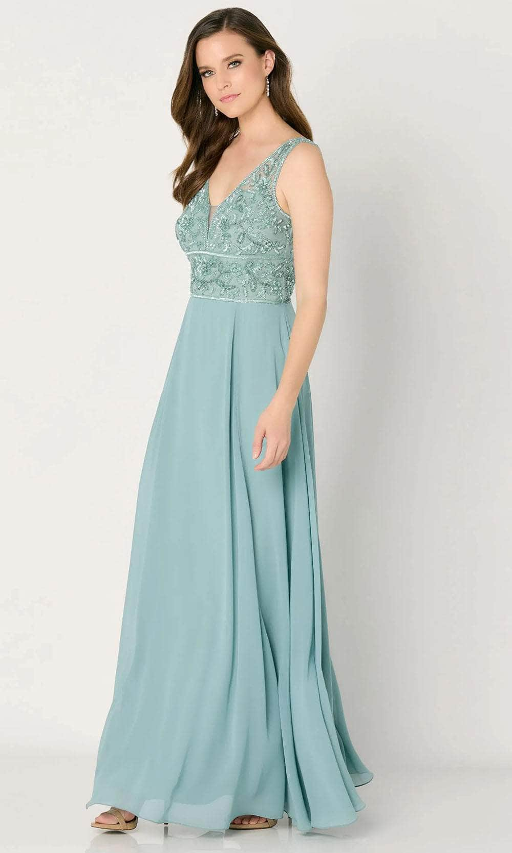 Image of Cameron Blake CB790 - Beaded V-Neck Evening Dress