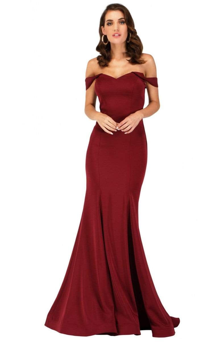 Image of Cecilia Couture - 1429 Drape Off Shoulder Mermaid Gown