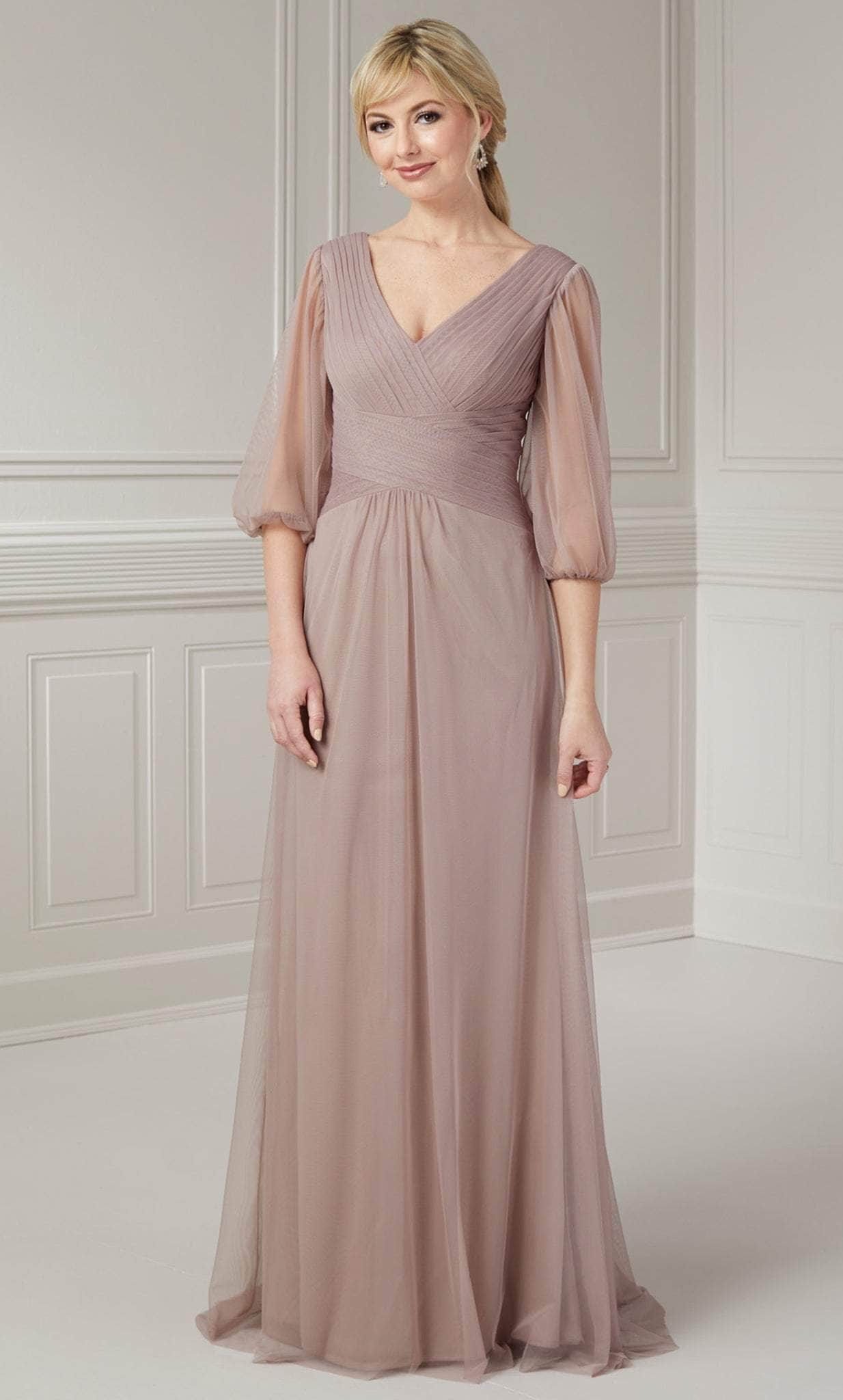 Image of Christina Wu Elegance 17125 - Pleated Deep V-Neck Evening Gown