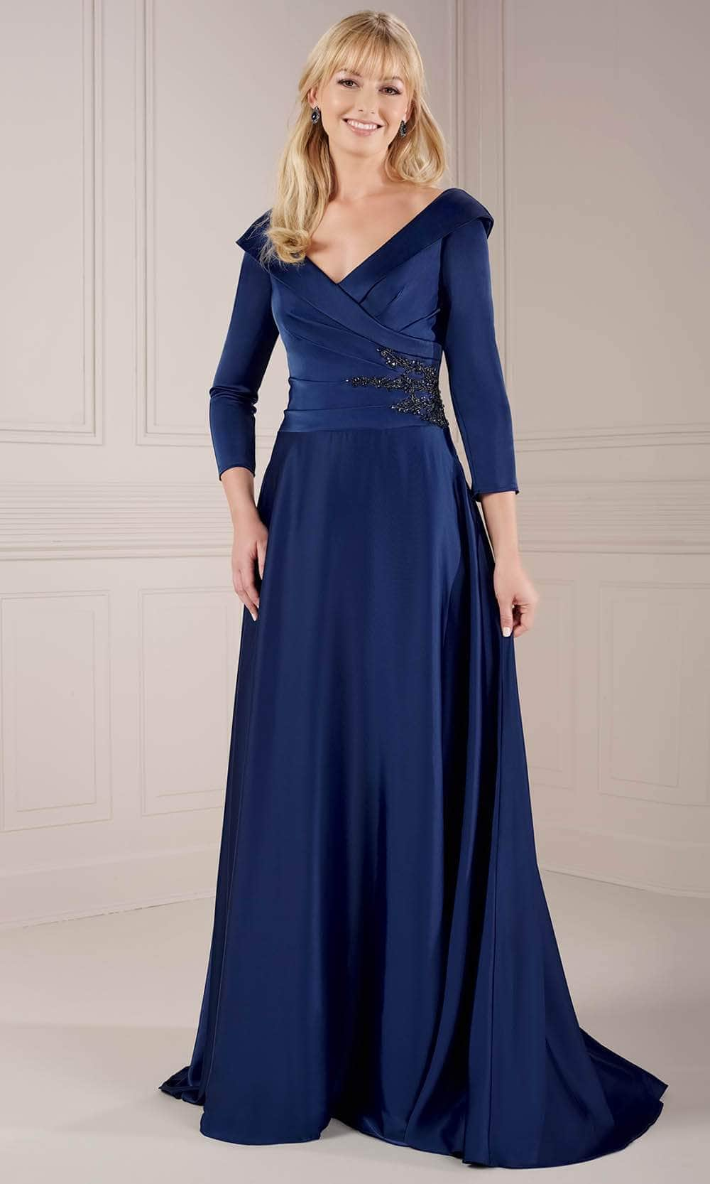 Image of Christina Wu Elegance 17144 - Quarter Sleeve A-Line Evening Dress