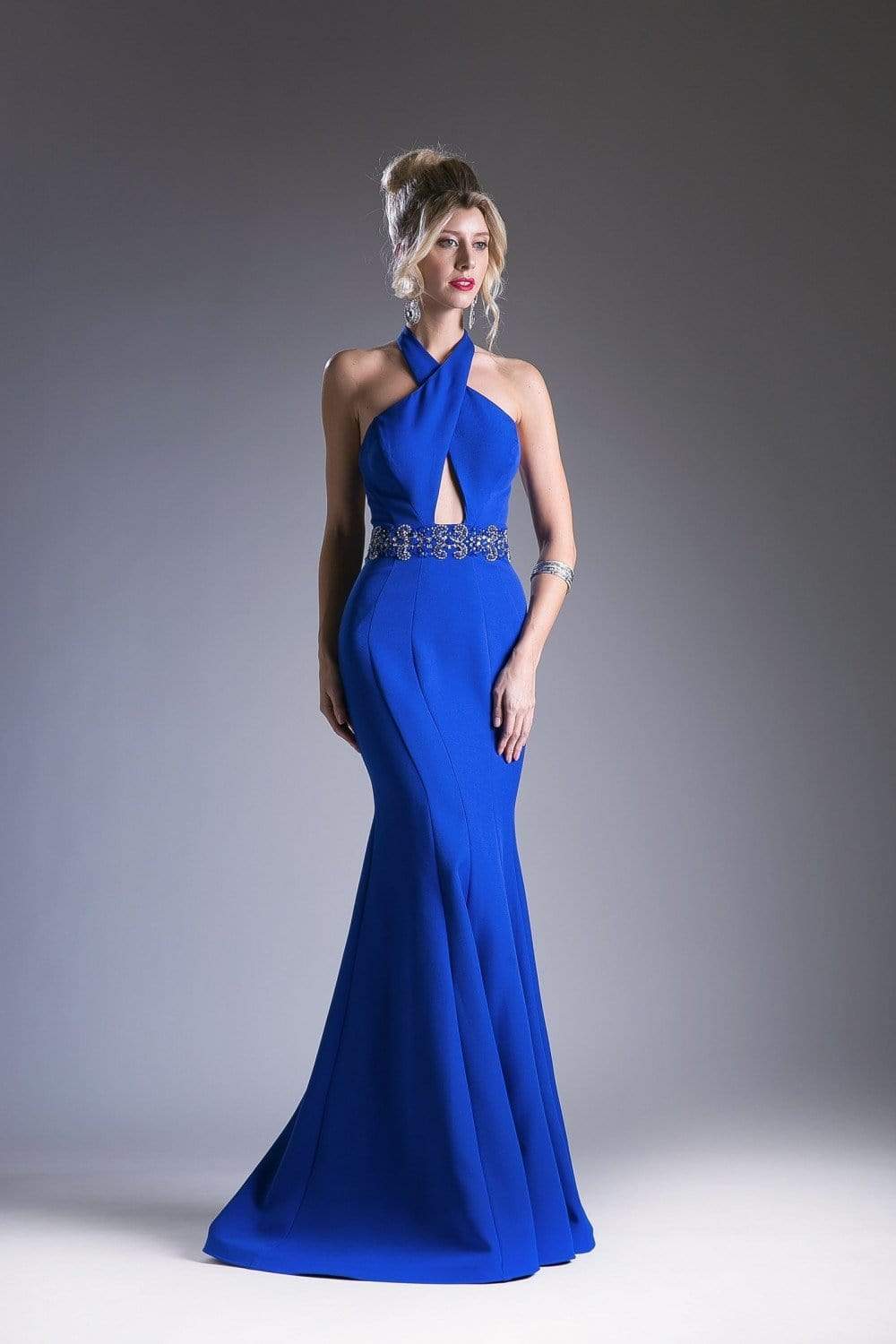 Image of Cinderella Divine - Beaded Halter Neck Scuba Mermaid Dress