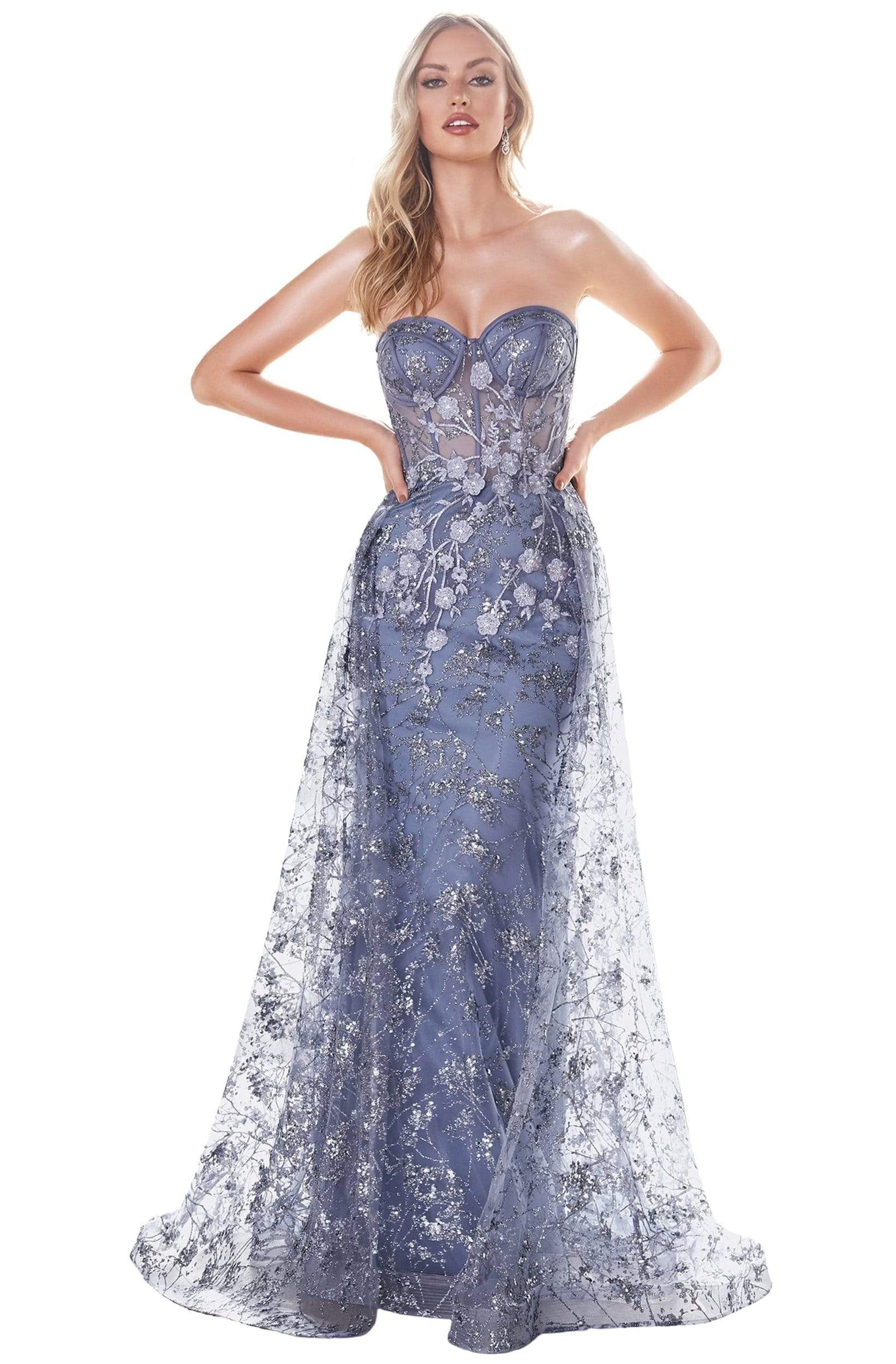 Image of Cinderella Divine - CB046 Floral Appliqued Bustier Overskirt Gown