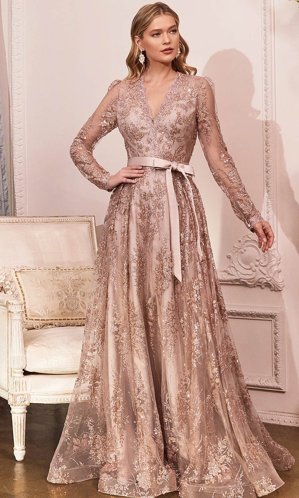 Image of Cinderella Divine CD233 - Long Sleeve V-neck Gown