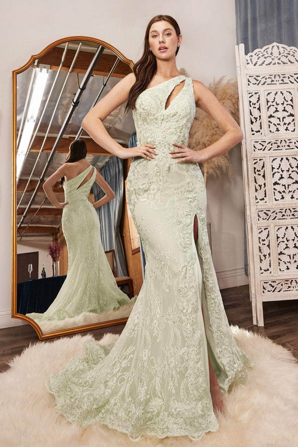 Image of Cinderella Divine CD973 - Cut-out Bodice Lace Long Gown