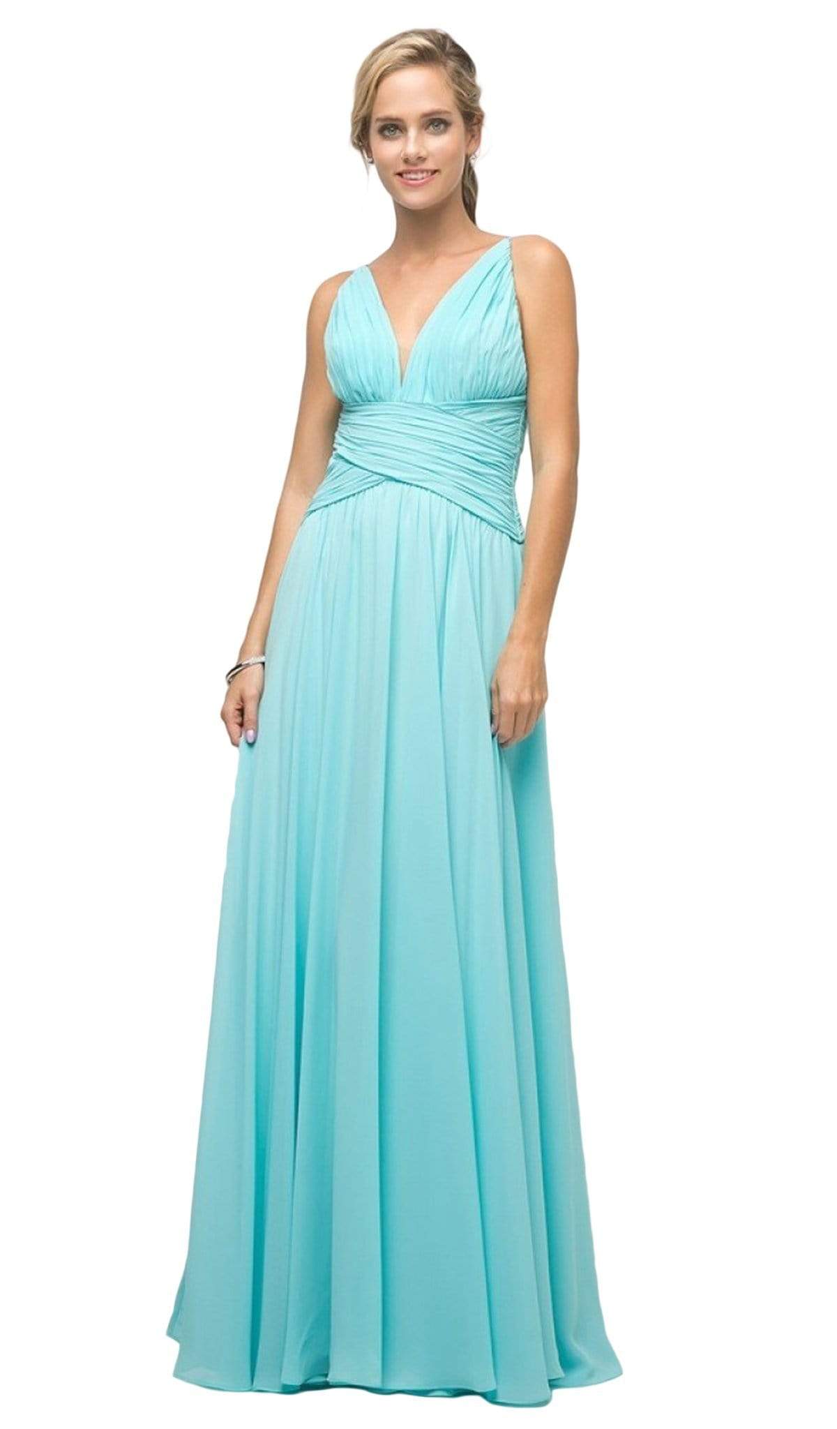 Image of Cinderella Divine - UF295 Sleeveless Ruched Chiffon A-Line Dress