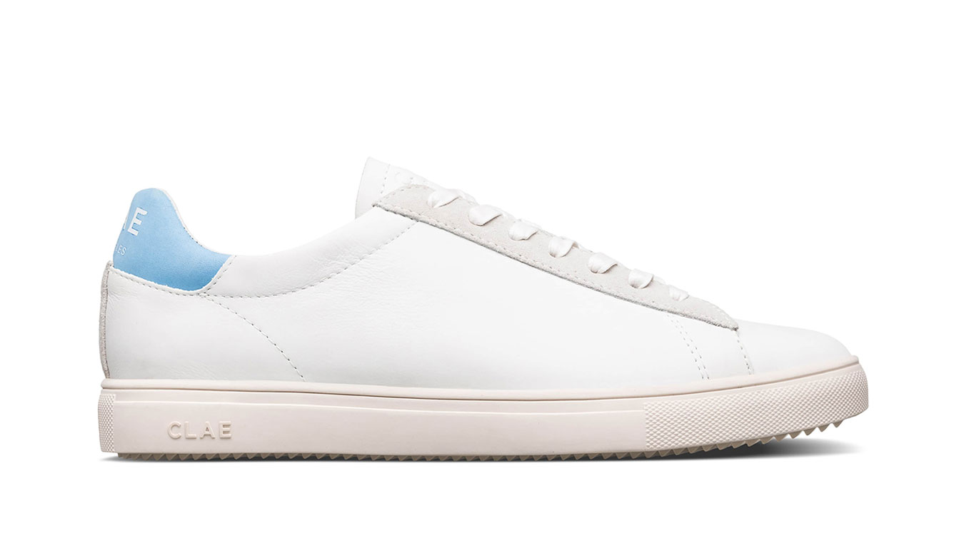Image of Clae Bradley White Milled Leather Blue FR