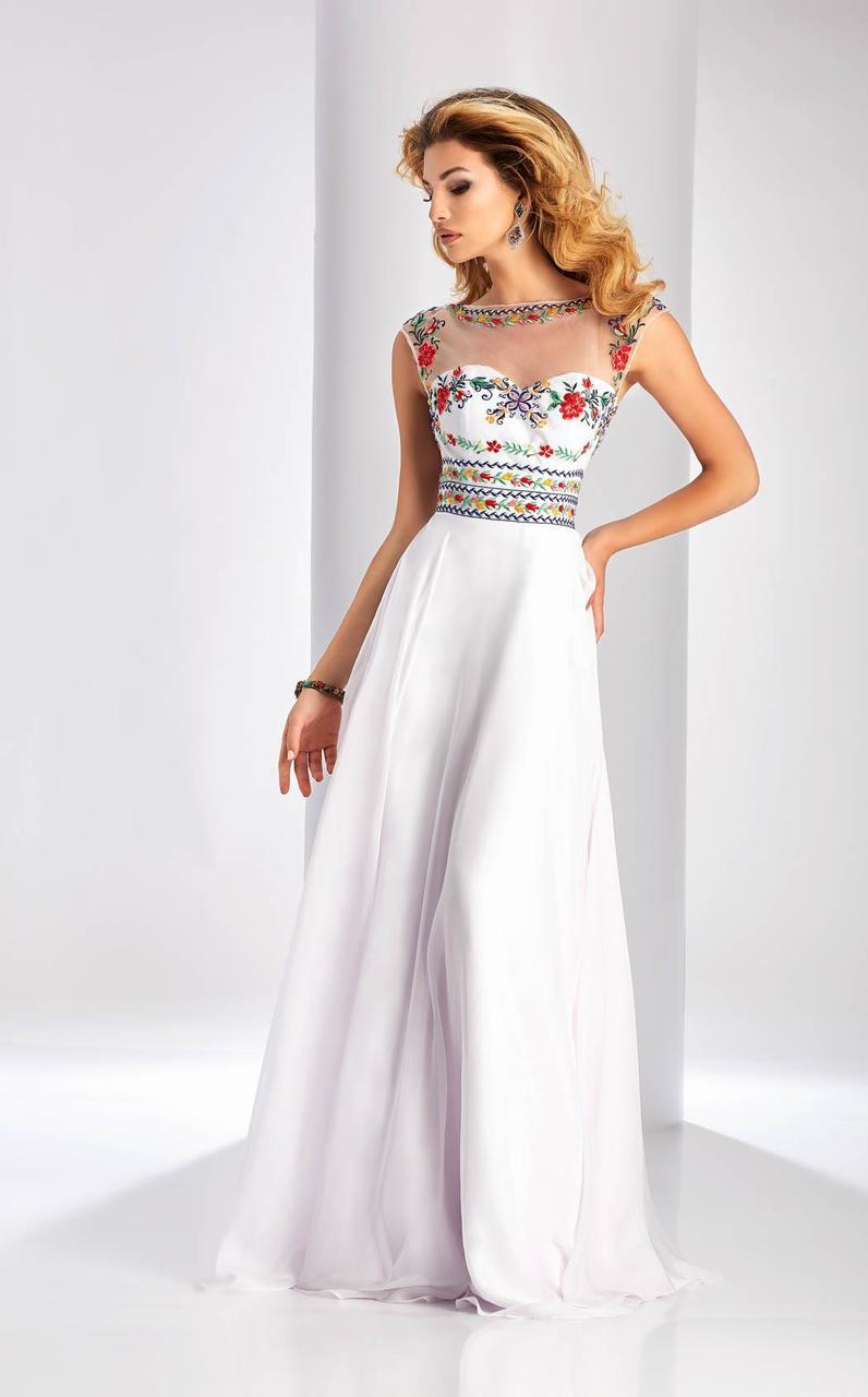 Image of Clarisse - 3050 Floral Illusion Bateau A-line Dress