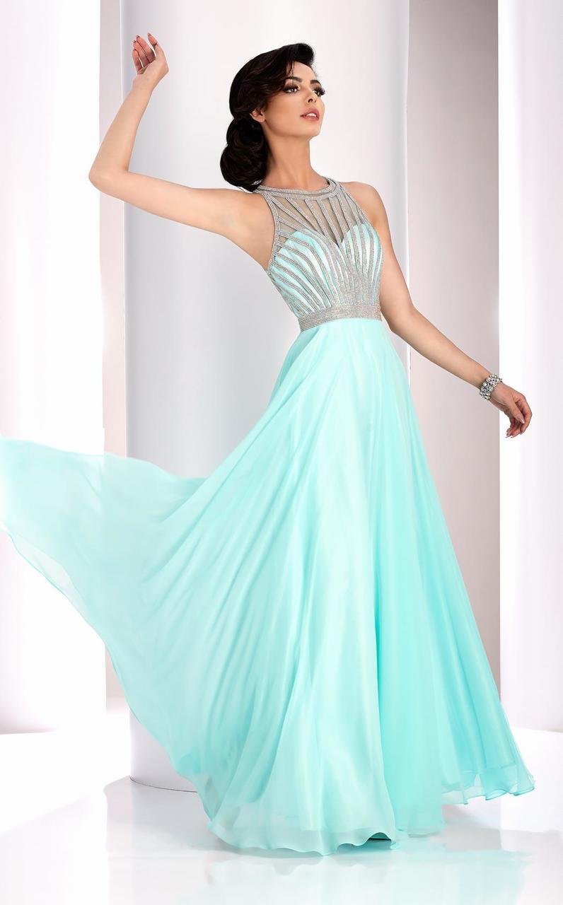 Image of Clarisse - 3068 Radiating Stripe Illusion Gown