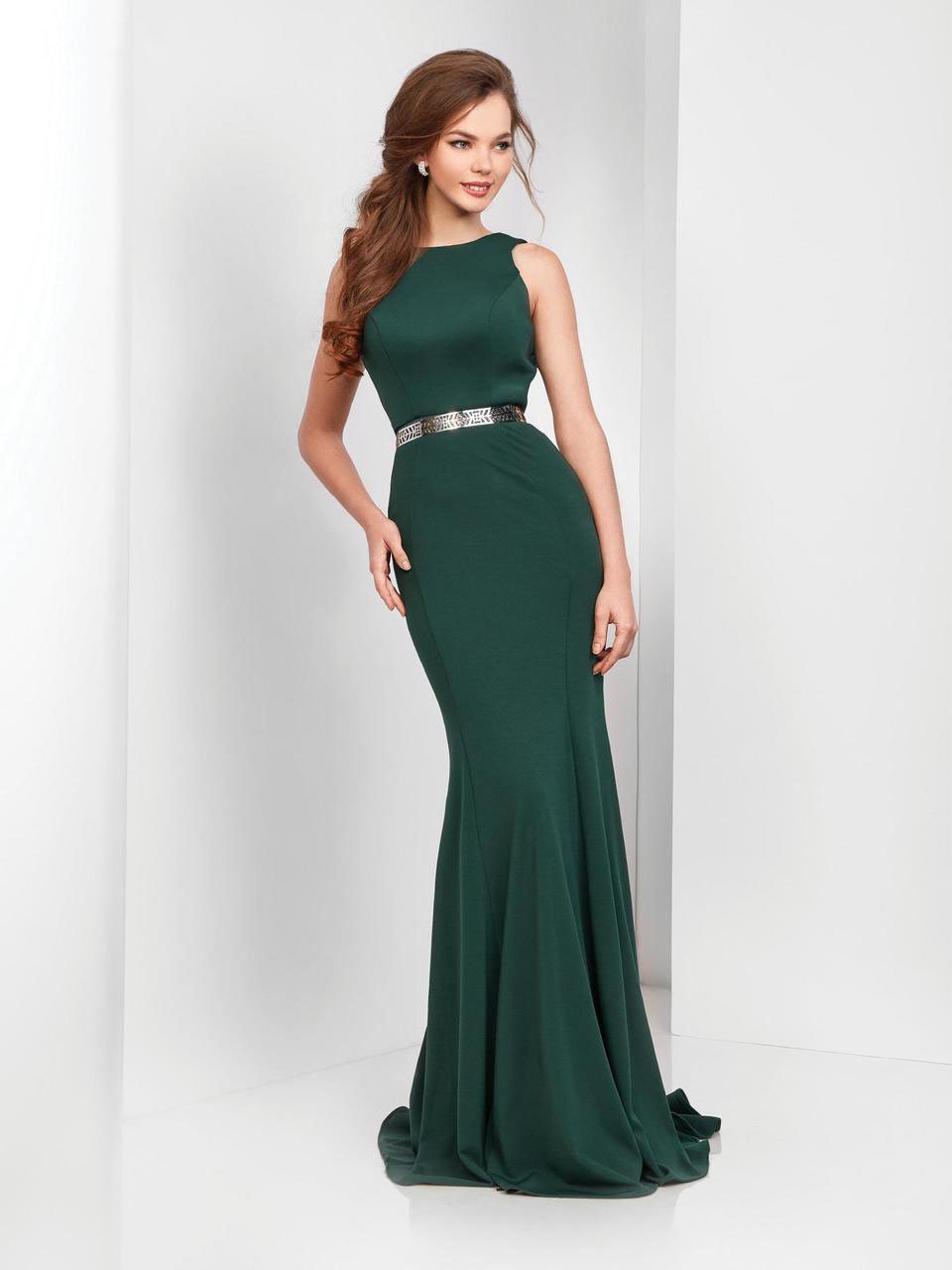 Image of Clarisse - 3482 Sleeveless Chic Jersey Sheath Gown