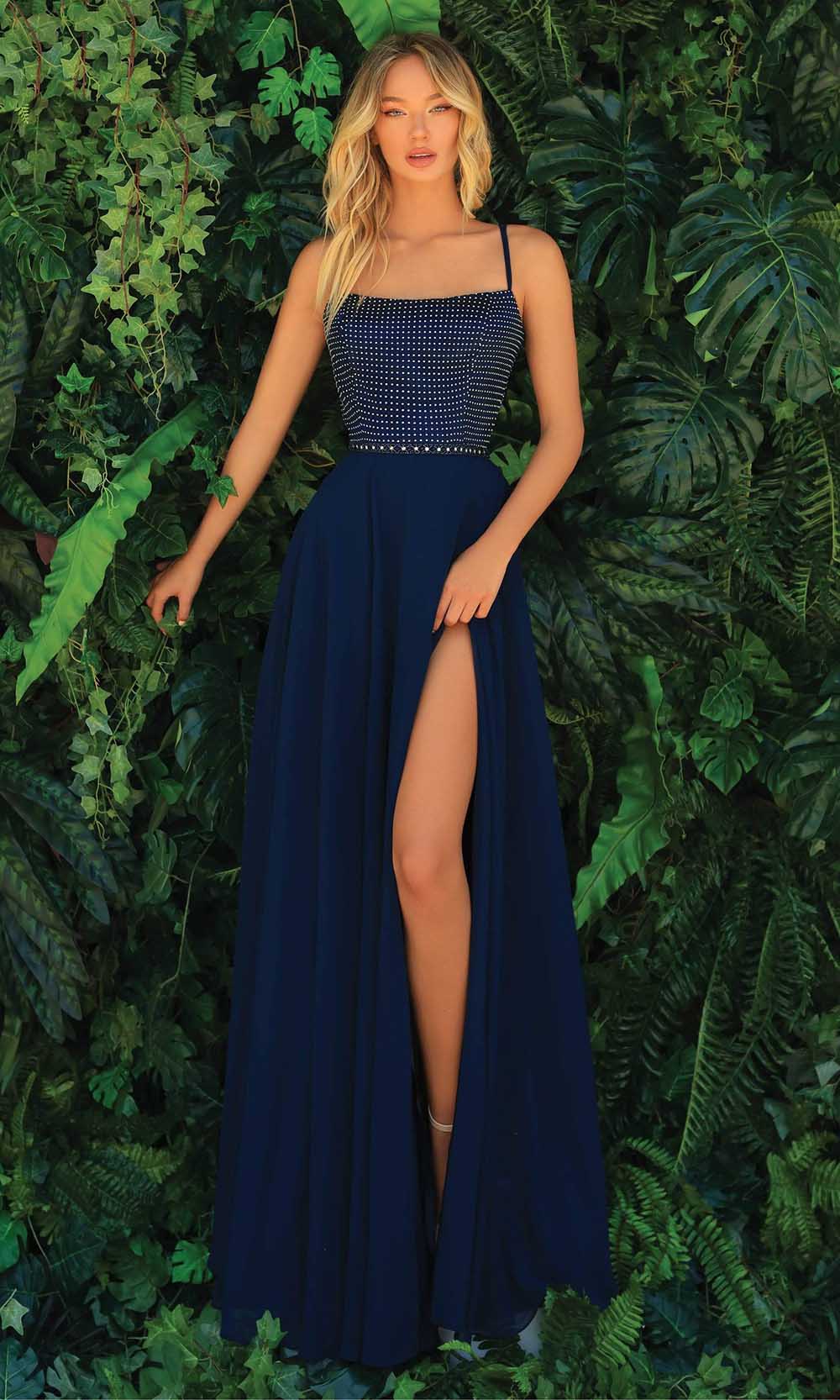 Image of Clarisse - 810123 Beaded Bodice Gown With Slit